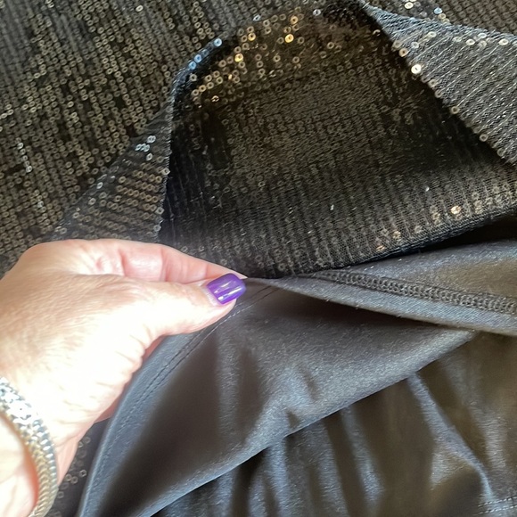 EXPRESS formal / evening cocktail black sequins dress cap sleeve lined SM - Picture 9 of 11
